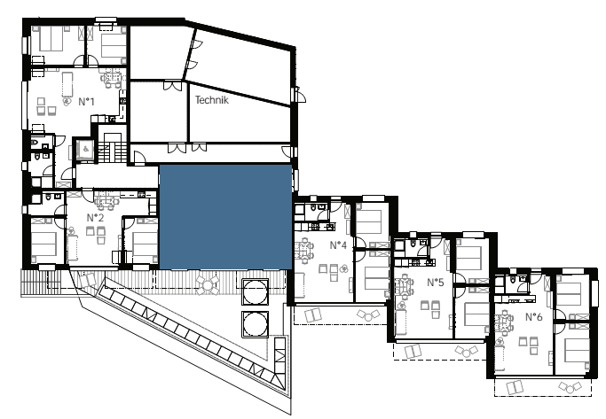 Location appartement Zermatt : situation de l'appartement Dreibeinige Ross