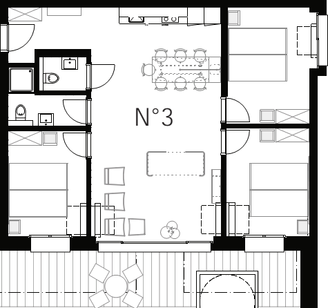 Location appartement Zermatt : plan de l'appartement Dreibeinige Ross