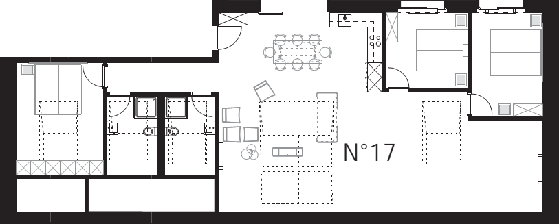 Location appartement Zermatt : plan de l'appartement St. Jodren Kufe